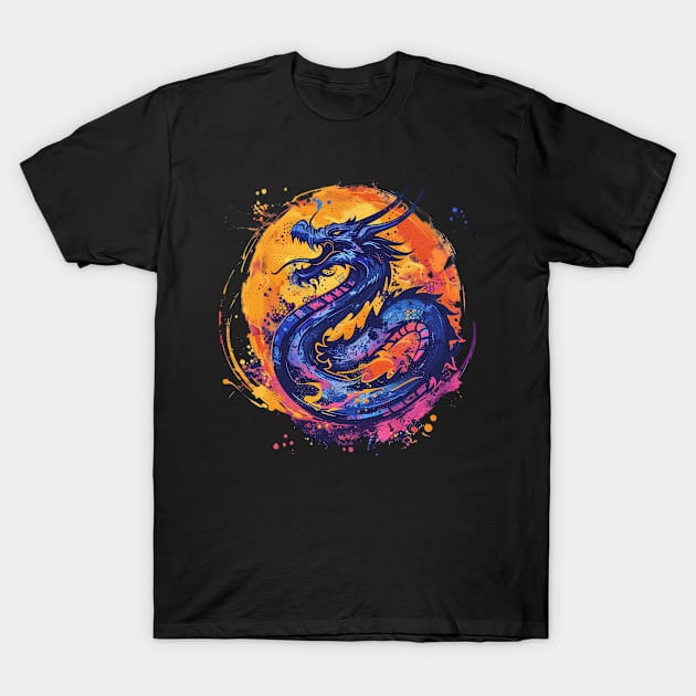 Blue dragon watercolor T-Shirt by astronauticarte